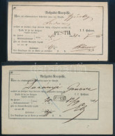 1853-1862 2 Db Aufgabs Recepisse "OFEN" + "PESTH" - Other & Unclassified
