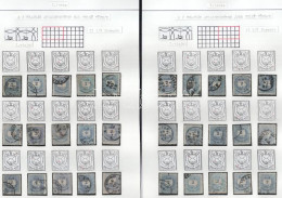 O Lemezrekonstrukciók: 57 Db 1881-es 2kr 4 Albumlapon Feldolgozva, Lemezhibák Jelölve / Plate Reconstruction: 57 X 1881  - Otros & Sin Clasificación