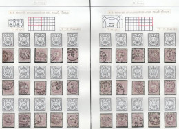 O Lemezrekonstrukciók: 62 Db 1881-es 2kr 4 Albumlapon Feldolgozva, Lemezhibák Jelölve / Plate Reconstruction: 62 X 1881  - Andere & Zonder Classificatie