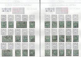 O Lemezrekonstrukciók: 62 Db 1881-es 3kr 4 Albumlapon Feldolgozva, Lemezhibák Jelölve / Plate Reconstruction: 62 X 1881  - Andere & Zonder Classificatie