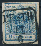 O 1850 9kr HP III. A, Nagy Lemezhiba A Korona Környékén / With Large Plate Flaw "PESTH" - Andere & Zonder Classificatie