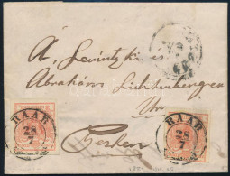 1852 2 X 3kr Levélen (egyik Bélyeg Hajtott) / On Cover (1 Stamp Is Folded) "RAAB" - Pest - Other & Unclassified