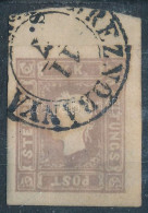 1858 Hírlapbélyeg Lila, Nagy ívszélekkel Kivágáson / Newspaper Stamp Lilac With Large Margins On Cutting "BREZNÓBÁNYA" - Otros & Sin Clasificación