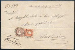 1858 5kr + 10kr Ajánlott Levélen (hátoldalon Egy 10kr Bélyeg Sarka) / On Registered Cover (10kr Stamp Piece On The Backs - Autres & Non Classés