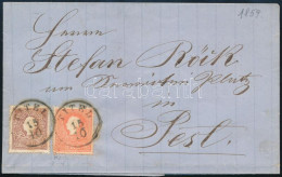 1859 5kr Festékfolttal + 10kr II. Levélen / On Cover, 5kr With Paint Spots "TITEL" - Pest - Andere & Zonder Classificatie