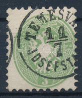 O 1864 3kr Zöld, élénk Szín / Green "TEMESVÁ(R) / JOSEFST(ADT)" - Autres & Non Classés