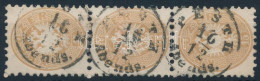 O 1864 15kr Függőleges Hármascsík / Stripe Of 3 "PESTH / Abends" - Other & Unclassified
