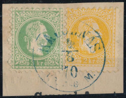 1867 2kr + 3kr Kivágáson / On Cutting, Kék / Blue "KÁPOLNÁS / K(RASS)Ó M." (Gudlin R) - Other & Unclassified