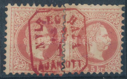 O 1867 2 X 5kr Együtt Felhasználva, De Leáztatva, Falccal Megerősítve / Strenghtened By Hinge, Piros / Red "NYÍREGYHÁZA  - Andere & Zonder Classificatie