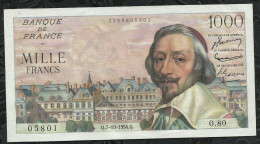 BILLET DE 1000 FRANCS "RICHELIEU " . 7.10.1954. - 1 000 F 1953-1957 ''Richelieu''