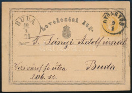 1871 2kr Díjjegyes Levelezőlap / PS-card "GYÖNGYÖS" - Buda - Other & Unclassified