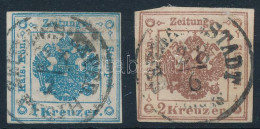 O 1858 Hírlapilletékbélyeg 1kr + 2kr / Newspaper Duty Stamp 1kr + 2kr "ZEITUNGS-EXPED." + "HERMANNSTADT" - Autres & Non Classés