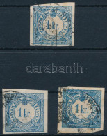 O 1868 3 Db Hírlapilleték Bélyeg 1kr Vízjel Részlettel / 3 X Newspaper Duty Stamp 1kr With Watermark - Sonstige & Ohne Zuordnung