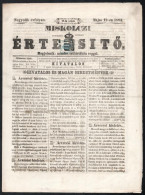 1858 Hírlapilletékbélyeg 1kr 1864-es Miskolci értesítőn / Newspaper Duty Stamp 1kr On Newspaper - Sonstige & Ohne Zuordnung