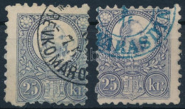 O 1871 2 Db Réznyomat 25kr Elfogazva / Shifted Perforation - Andere & Zonder Classificatie