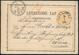 1874 2kr Díjjegyes Levelezőlap / PS-card "BELLOVÁR" - "WIEN" - Other & Unclassified