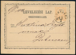 1874 2kr Díjjegyes Levelezőlap / PS-card "KUNHEGYES" - Debrecen - Otros & Sin Clasificación