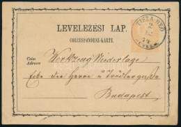 1874 2kr Díjjegyes Levelezőlap / PS-card "TISZA-BEŐ / HEVES. M." - Budapest - Altri & Non Classificati