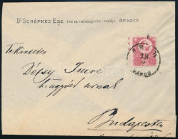 1874 Elfogazott 5kr Kármin Levélen / 5kr Carmine With Shifted Perforation On Cover "ARAD / VÁROS" - Budapest - Sonstige & Ohne Zuordnung