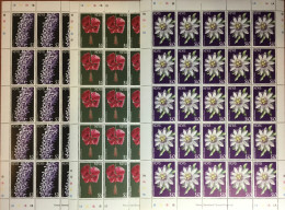 Nevis 1984 Flowers 3 Top Values In Complete Sheets Of 25 MNH - Otros & Sin Clasificación