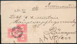 1879 Ajánlott Levél 3 X 5kr Erősen Festékfoltos Bélyeggel (2 Bélyegen Hajtásnyom) / 3 X 5kr With Paint Spots On Register - Otros & Sin Clasificación