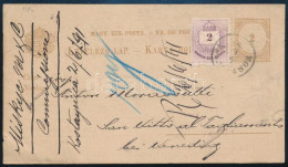 1891 2kr Díjjegyes Levelezőlap 2kr Kiegészítéssel / PS-card With Additional Franking - Autres & Non Classés