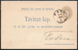 1894 31kr Díjjegyes Zárt Táviratlap 3 Bélyeges Kiegészítéssel "TOLNA" / 31kr PS-telegramm With Additional Franking - Autres & Non Classés