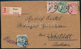 1895 Ajánlott Levél Előlap Színesszámú 2kr, 3kr, 10kr és Feketeszámú 5kr Vegyes Bérmentesítéssel Kassáról Sachsenbe / Re - Andere & Zonder Classificatie