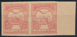 (*) 1900 Turul értékszám Nélküli, Piros Próbanyomat ívszéli Párban, Vízjel és Gumi Nélküli Papíron / Proof Margin Pair,  - Other & Unclassified