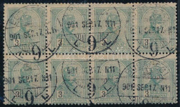 O 1900 Turul 3K 8-as Tömb Csillagvízjellel (hiányzó Fogak) / Mi 69 Block Of 8, Star In The Watermark (missing Perfs) - Otros & Sin Clasificación