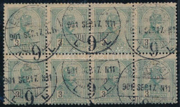 O 1900 Turul 3K 8-as Tömb Csillagvízjellel (hiányzó Fogak) / Mi 69 Block Of 8, Star In The Watermark (missing Perfs) - Altri & Non Classificati