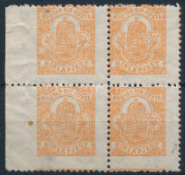 ** 1913 Hírlapbélyeg Négyestömb Magánfogazással (foltok) / Newspaper Stamp Block Of 4 With Private Perforation (spots) - Altri & Non Classificati