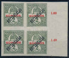 ** 1918 Sürgős/Köztársaság ívszéli Vágott Négyestömb (10.000+) / Mi 222 Imperforate Margin Block Of 4 - Andere & Zonder Classificatie