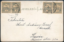 ~1900 4 X Turul 1f Képeslapon Kassára, Az Egyik Bélyeg Jobbra Tolódott értékszámmal / 4 X 1f On Postcard, One Stamp With - Sonstige & Ohne Zuordnung