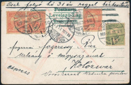 1903 Expressz Képeslap 4 Db Turul Bélyeggel, 35f Bérmentesítéssel Brassóból Kolozsvárra / Express Postcard With 35f Fran - Other & Unclassified