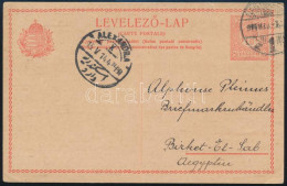 1914 10f Díjjegyes Levelezőlap Egyiptomba / PS-card To Egypt "NAGYSZEBE(N)" - "ALEXANDRIA" - "BIRKET (EL-SAB)" - - Other & Unclassified