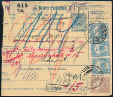1916 Csomagszállító 95f Bérmentesítéssel, 15f Fekbérrel és 25f Visszajelentési Díjjal / Parcel Card - Andere & Zonder Classificatie