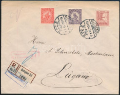 1917 Hadisegély Sor Ajánlott Levélen, Cenzúrázva / Registered Cover To Lugano, Censored - Andere & Zonder Classificatie