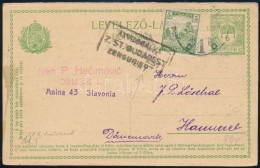 1918 Díjkiegészített Díjjegyes Levelezőlap Cenzúrázva Dániába / Censored PS-card With Additional Franking To Denmark - Other & Unclassified