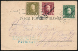 1915 Tábori Posta Levelezőlap 3 Színű Bélyeges Bérmentesítéssel / Field Postcard With 3 Different Stamps, "EP PIOTRKOW A - Sonstige & Ohne Zuordnung