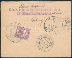 1914 Ajánlott Levél Turul 35f Bérmentesítéssel Örkényből Boszniába, Onnan Aradra Továbbítva, Cenzúrázva / Censored Regis - Other & Unclassified