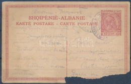 1916 Albán Díjjegyes Levelezőlap Hajós Tábori Postán Küldve (sérült) / Albanien PS-card "K.u.k. Kriegs-Marine Dampfer X. - Autres & Non Classés