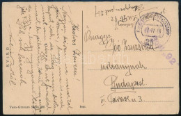 1918 Tábori Posta Képeslap / Field Postcard "S.M. Boot 92." + "EP 267" - Other & Unclassified