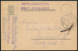 1916 Tábori Posta Levelezőlap / Field Postcard "SPITALSGRUPPE OBLT. FORMANEK" - Sonstige & Ohne Zuordnung