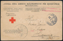 1916 Vöröskeresztes Levelezőlap Hadifogoly ügyben Stockholmból Árkosra / Red Cross Postcard About POW Case From Stockhol - Sonstige & Ohne Zuordnung