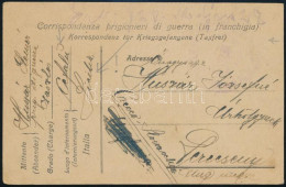 1919 Hadifogoly Levelezőlap Olaszországból A Már Csehszlovák Megszállás Alatt Lévő Perecsenybe / P.O.V. Postcard From It - Sonstige & Ohne Zuordnung