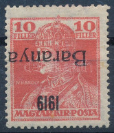 * Baranya I. 1919 Károly 10f Fordított Felülnyomással (**22.000) / Mi 35 With Inverted Overprint. Signed: Bodor - Andere & Zonder Classificatie