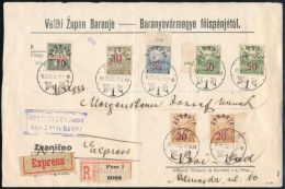 Baranya II. 1919 Ajánlott, Expressz, Cenzúrázott, Hivatalos Levél 7 Db Bélyeggel / Registered, Express, Censored, Offici - Sonstige & Ohne Zuordnung