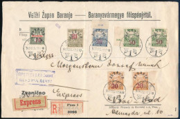 Baranya II. 1919 Ajánlott, Expressz, Cenzúrázott, Hivatalos Levél 7 Db Bélyeggel / Registered, Express, Censored, Offici - Other & Unclassified