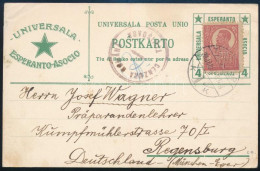 1920 UPU Eszperantó Levelezőlap Temesvári Cenzúrával Regensburgba / UPU Esperanto Postcard With Censorship "TEMESVÁR" -  - Altri & Non Classificati